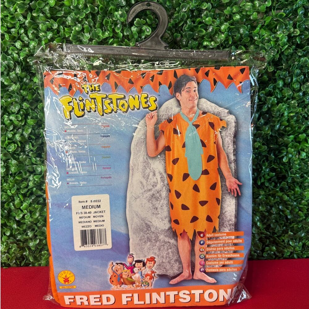 New Rubies Fred Flintstone Adult Mens Costume Size Medium Tunic Tie Cosplay